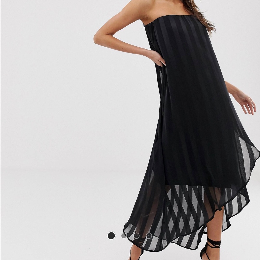 Black strapless flowy dress